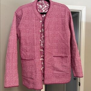 Orvis Vintage Quilted Cotton Jacket Floral Reversible Pockets Cottagecore Size M